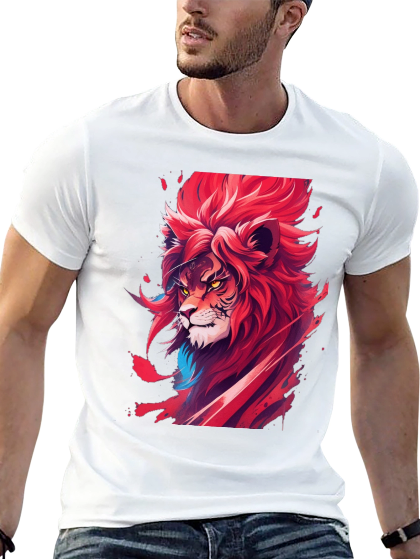 Fiery Lion Graphic Tee - Bold Statement Shirt