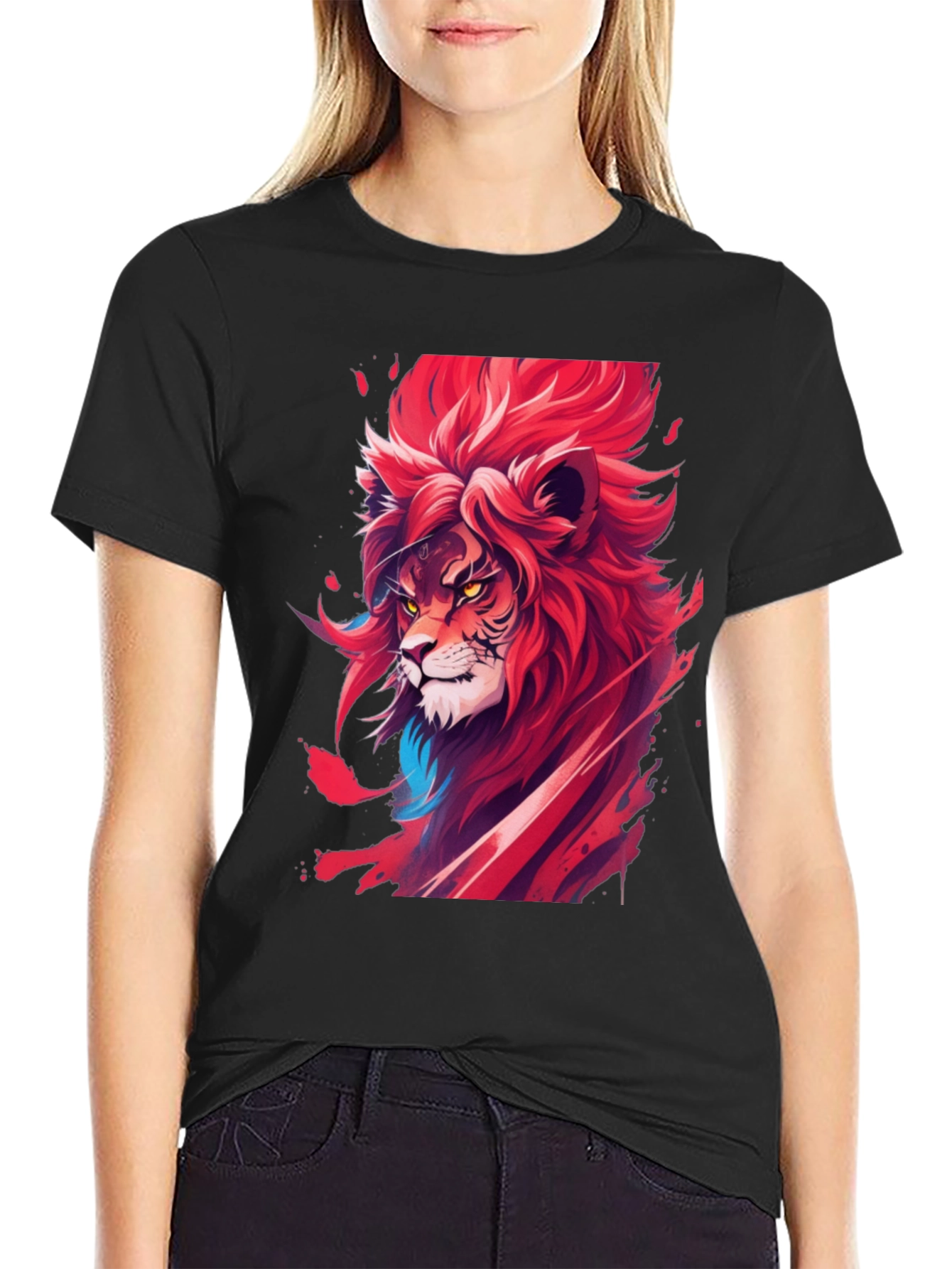 Fiery Lion Graphic Tee - Bold Statement Shirt