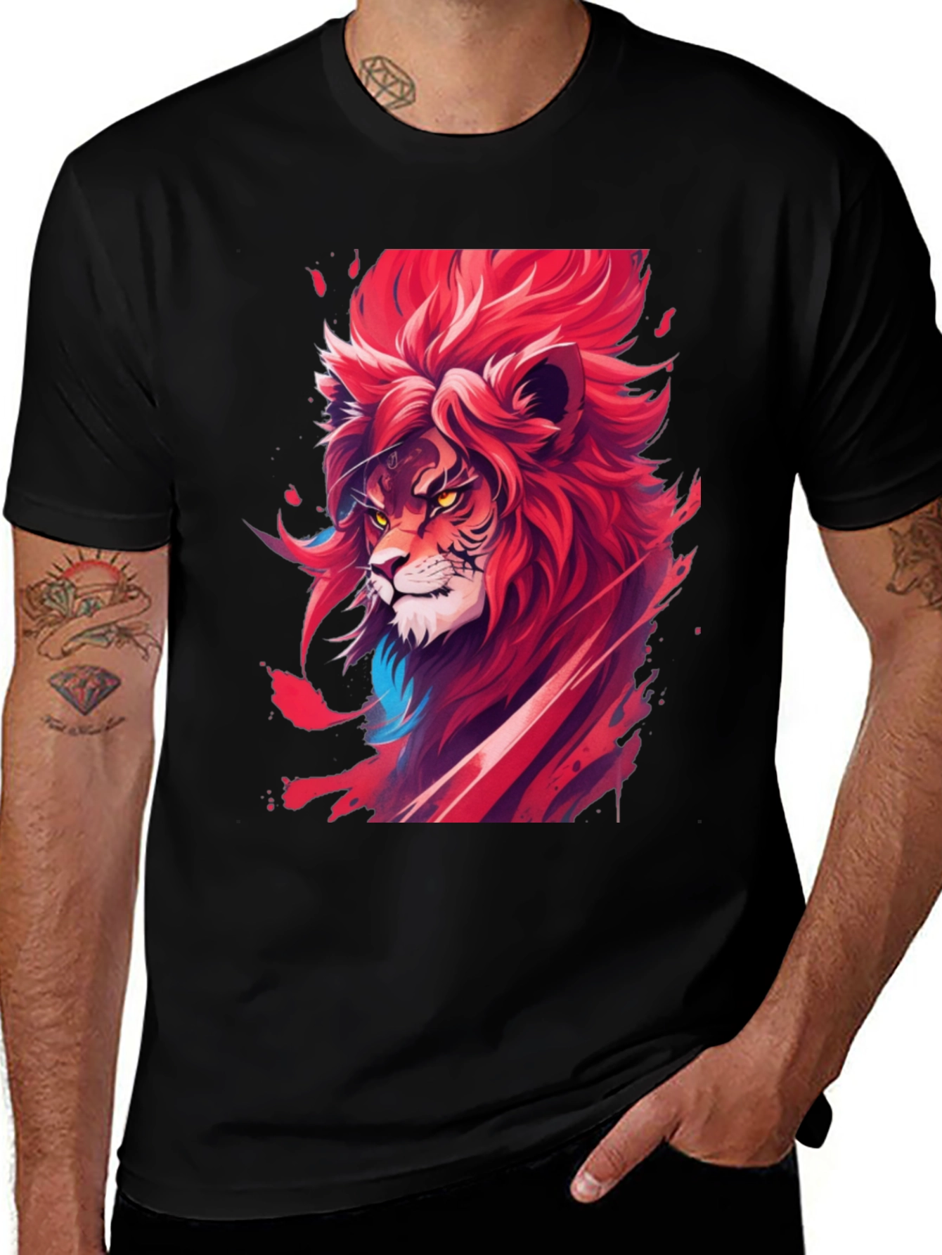 Fiery Lion Graphic Tee - Bold Statement Shirt