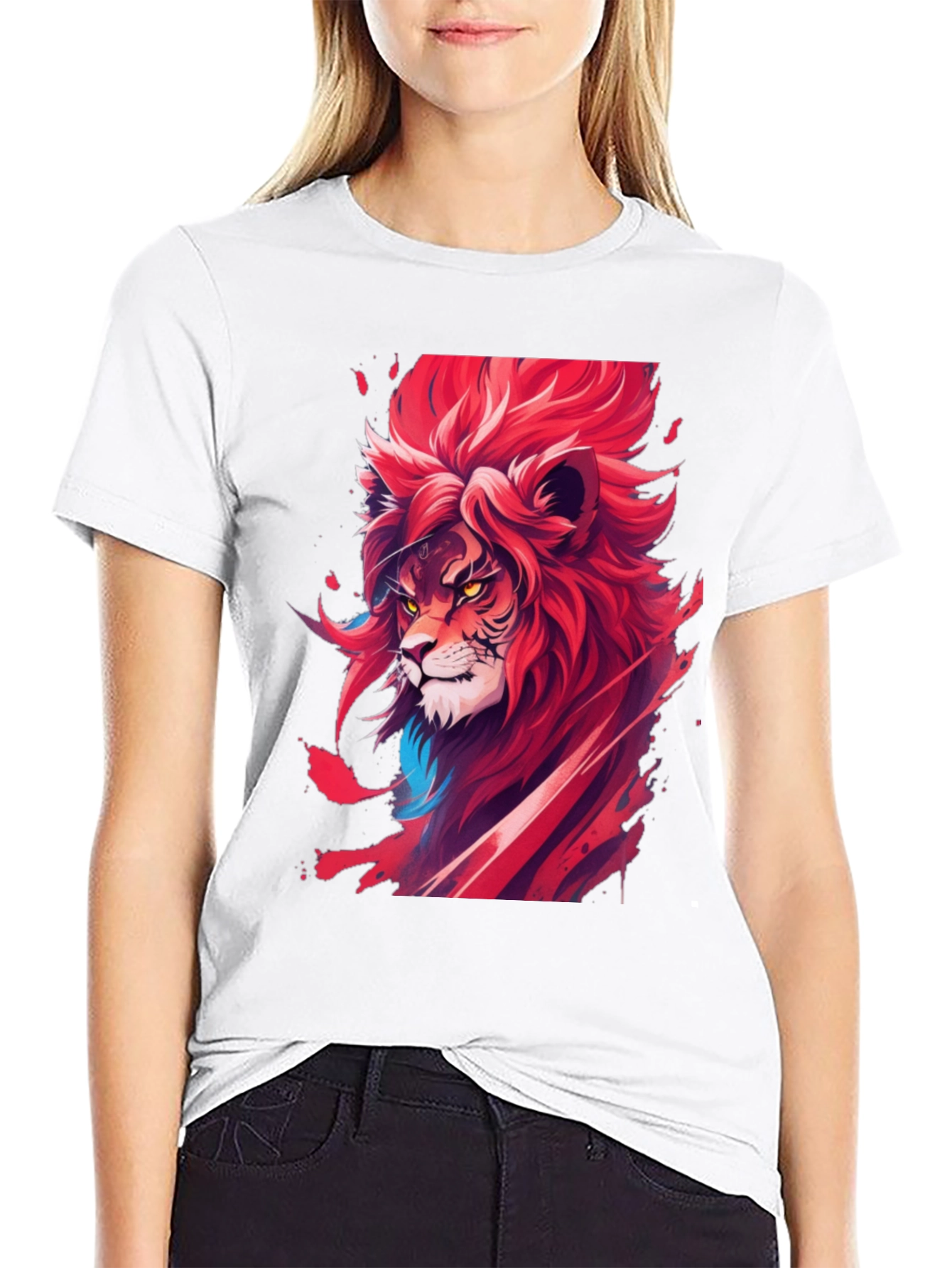 Fiery Lion Graphic Tee - Bold Statement Shirt