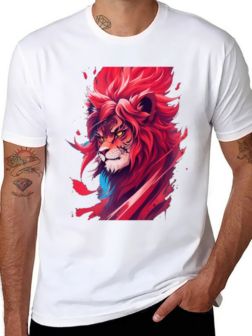 Fiery Lion Graphic Tee - Bold Statement Shirt