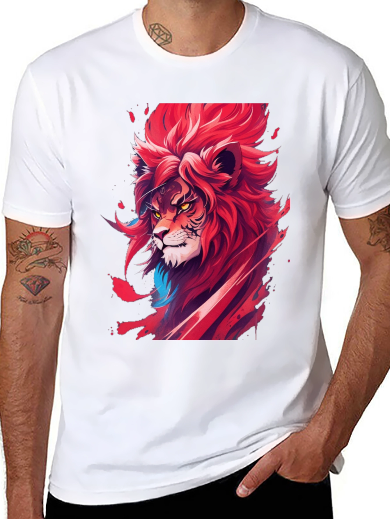 Fiery Lion Graphic Tee - Bold Statement Shirt