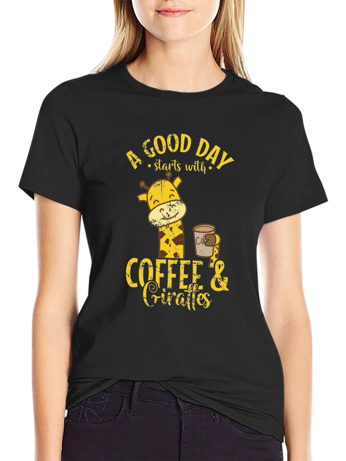 Coffee and Giraffes Graphic T-Shirt