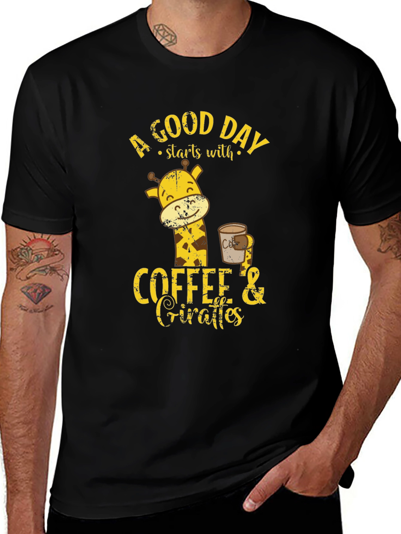Coffee and Giraffes Graphic T-Shirt