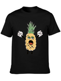 Cartoon Pineapple Graphic Black T-Shirt