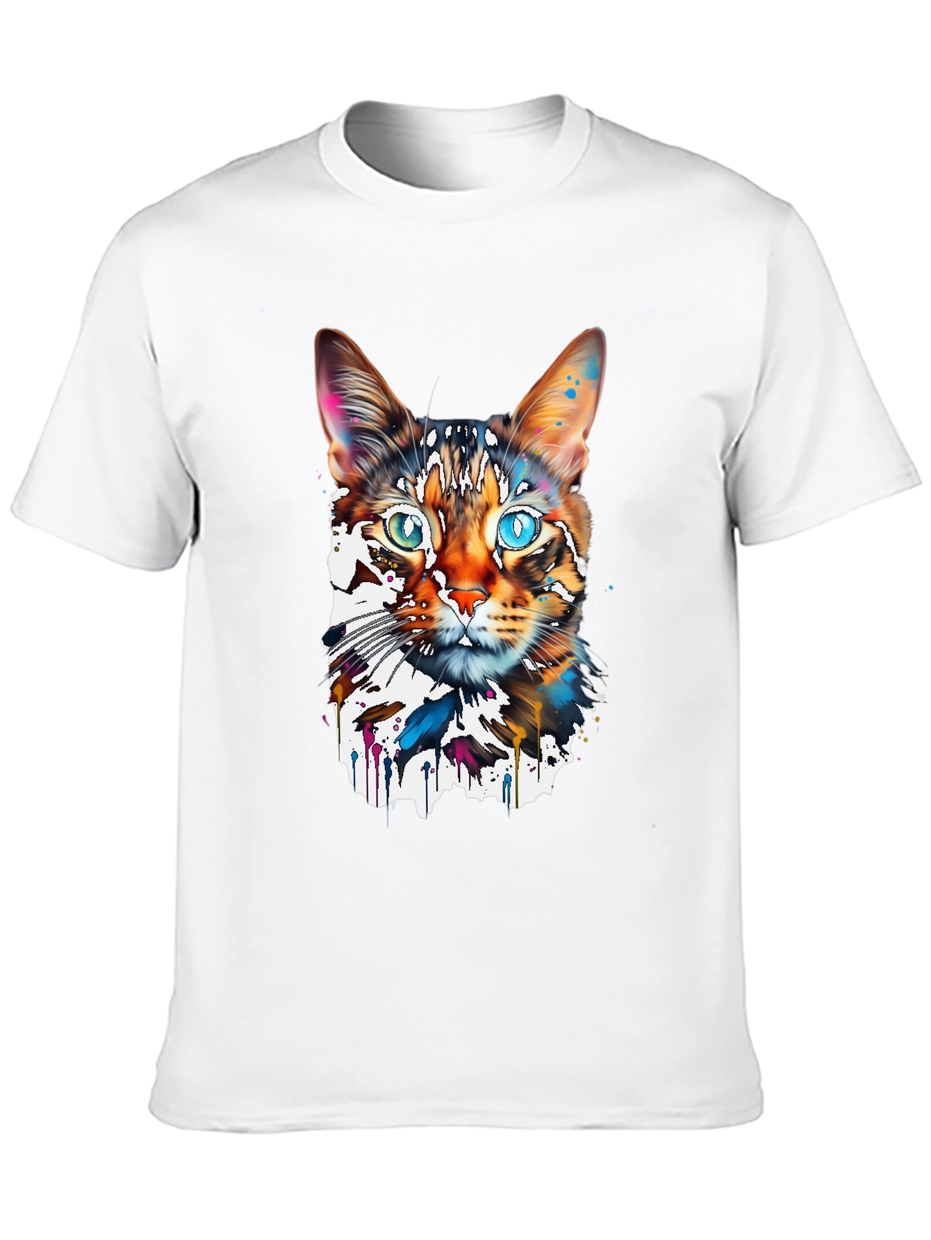 Abstract Cat Graphic Tee - Modern Art T-Shirt