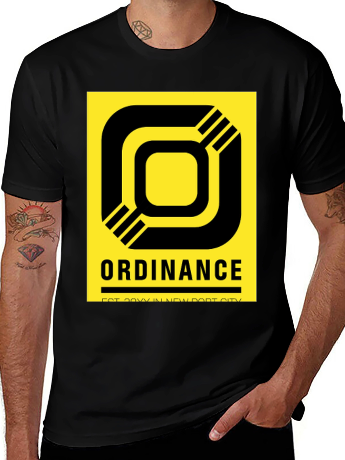 Ordinance Graphic Tee - Black Cotton Shirt