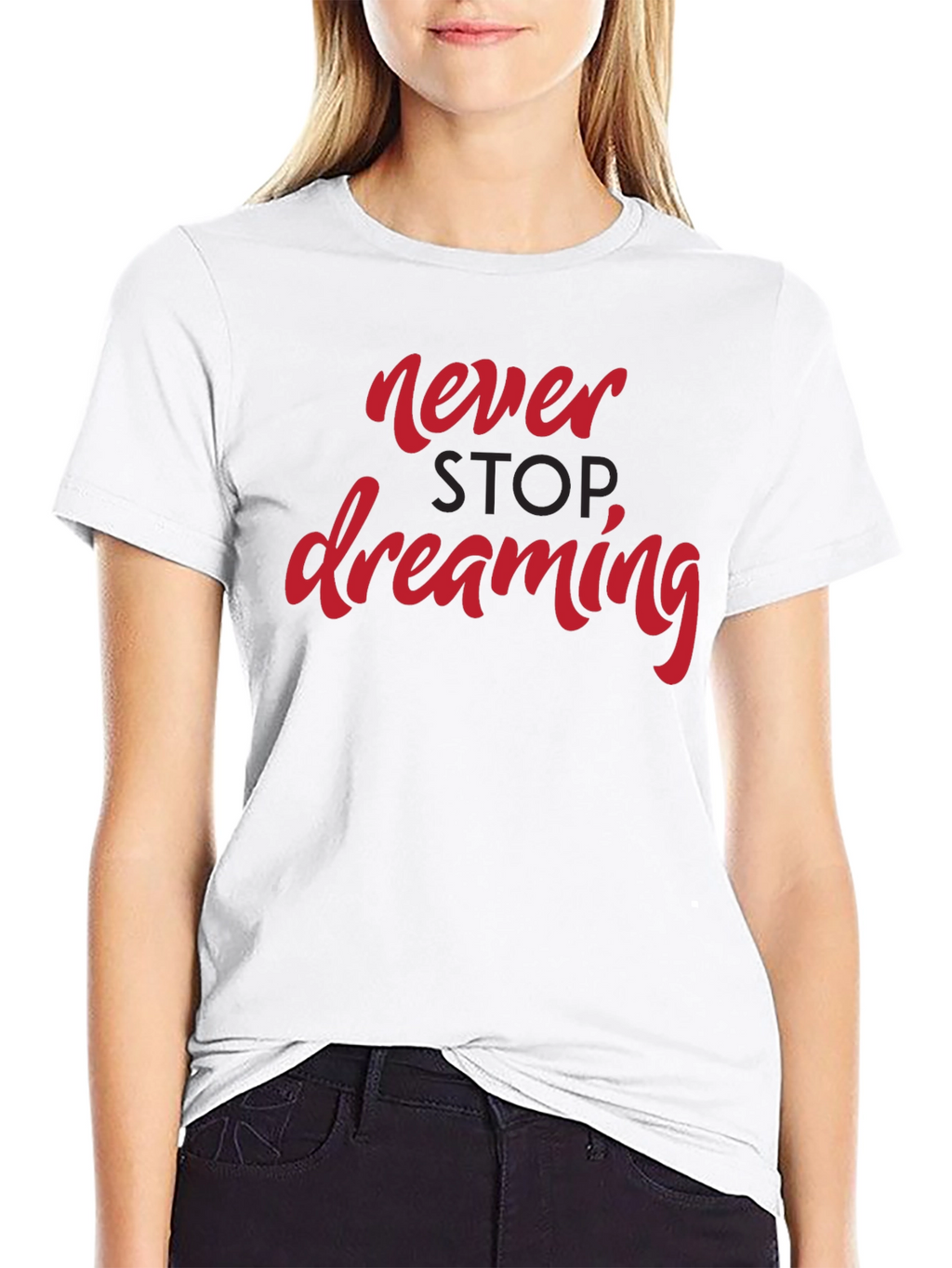 Never Stop Dreaming Graphic Tee - Black Casual T-Shirt