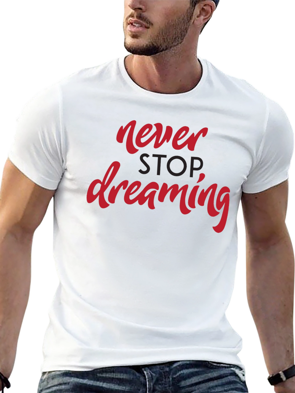 Never Stop Dreaming Graphic Tee - Black Casual T-Shirt