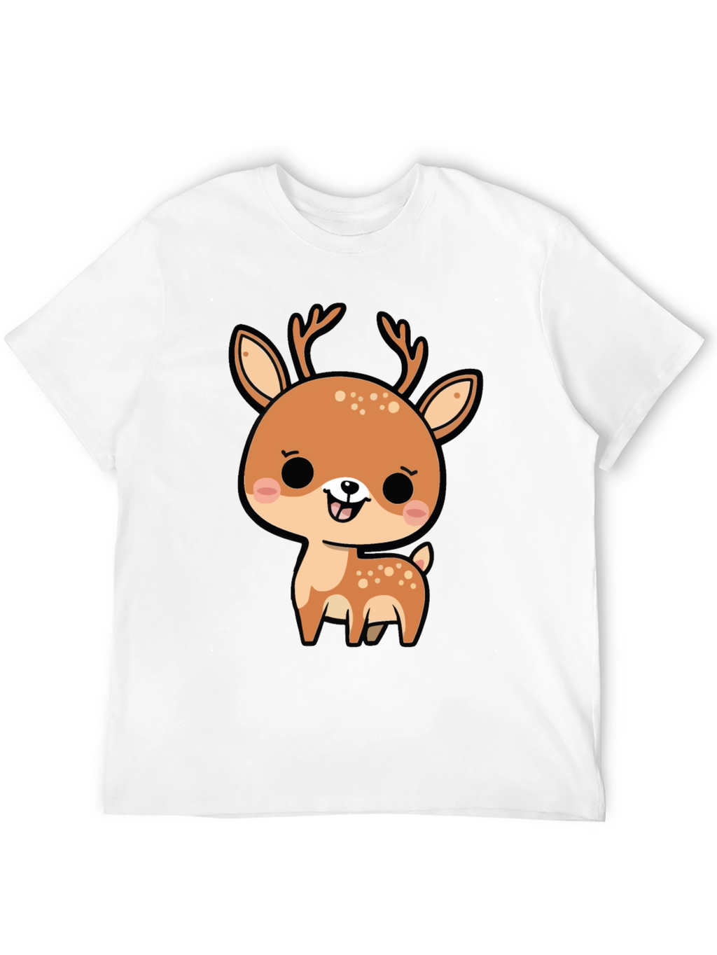 Cute Cartoon Deer Graphic Black T-Shirt