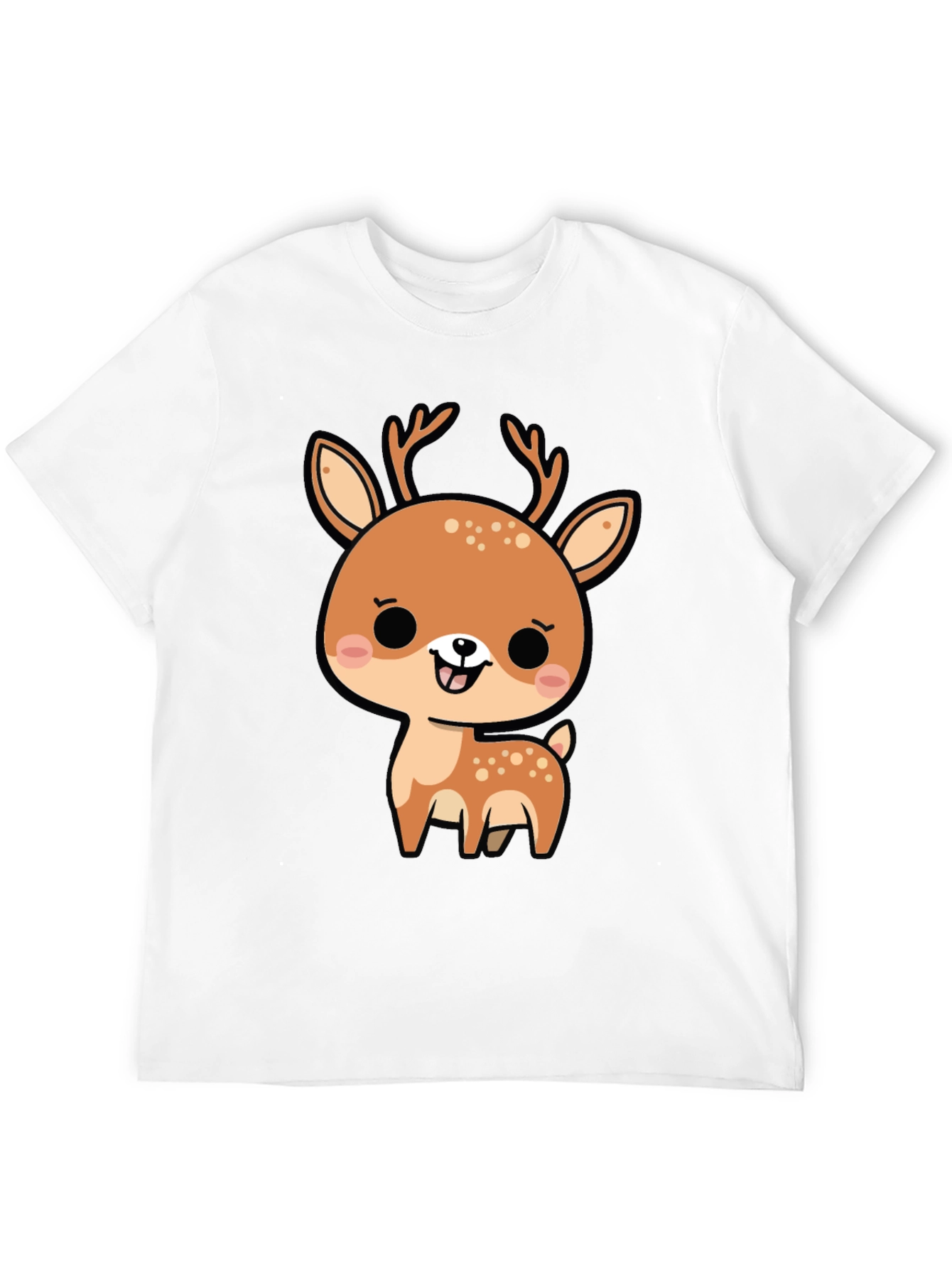 Cute Cartoon Deer Graphic Black T-Shirt