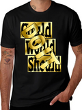 Gold Text Graphic Black T-Shirt