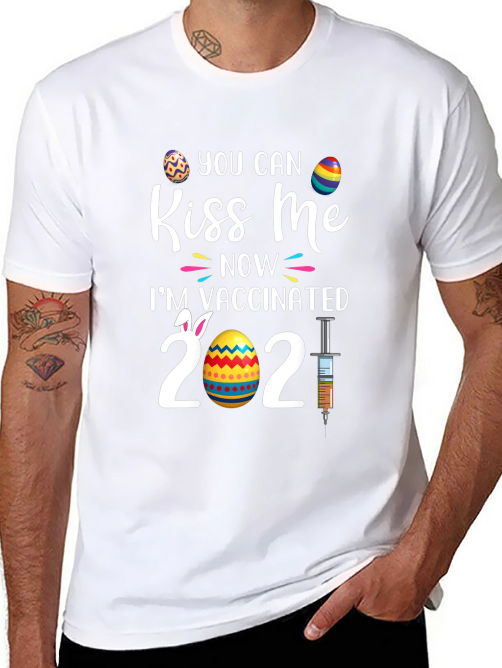 Kiss Me Im Vaccinated 2021 Easter T-Shirt