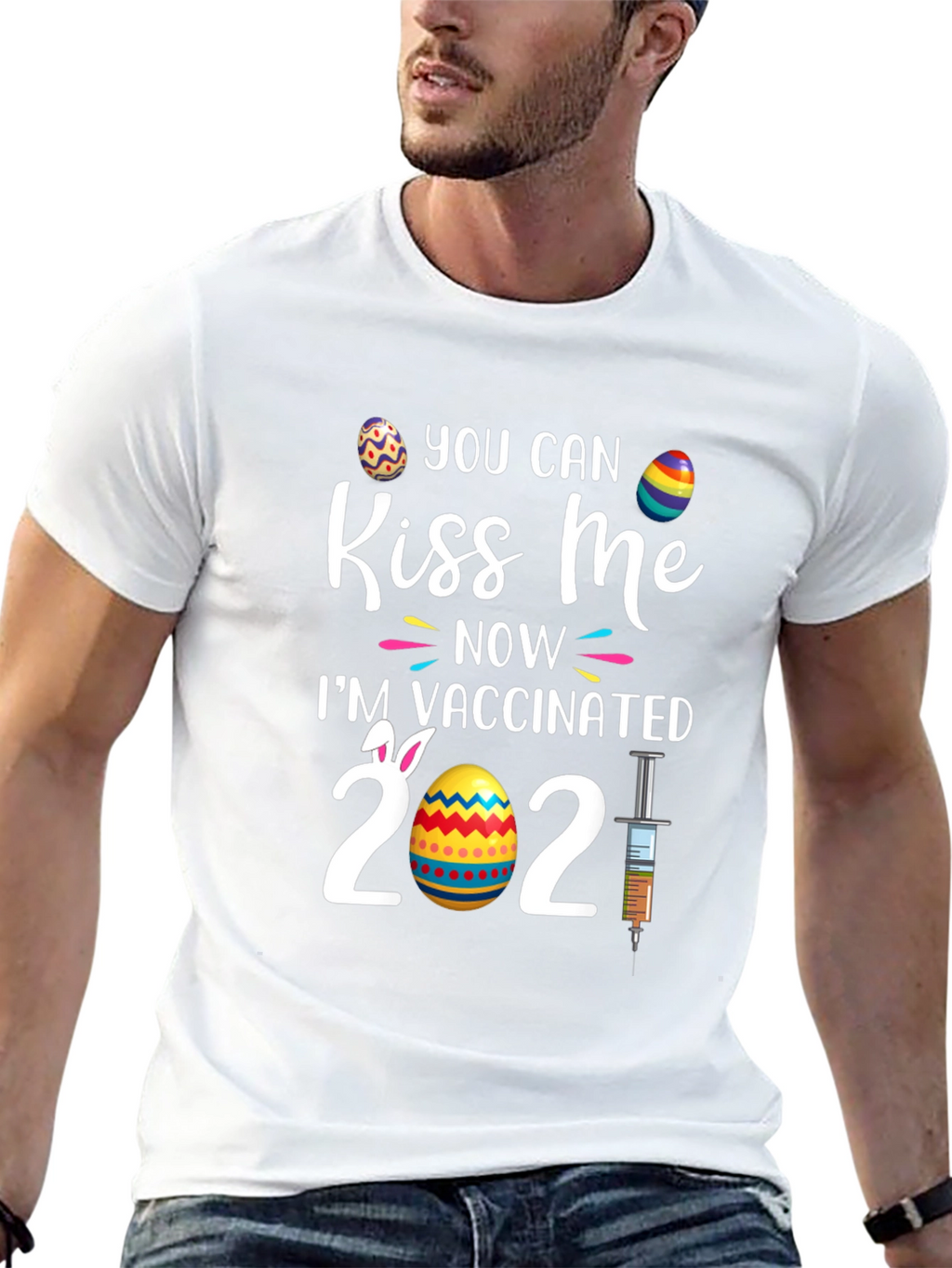 Kiss Me Im Vaccinated 2021 Easter T-Shirt