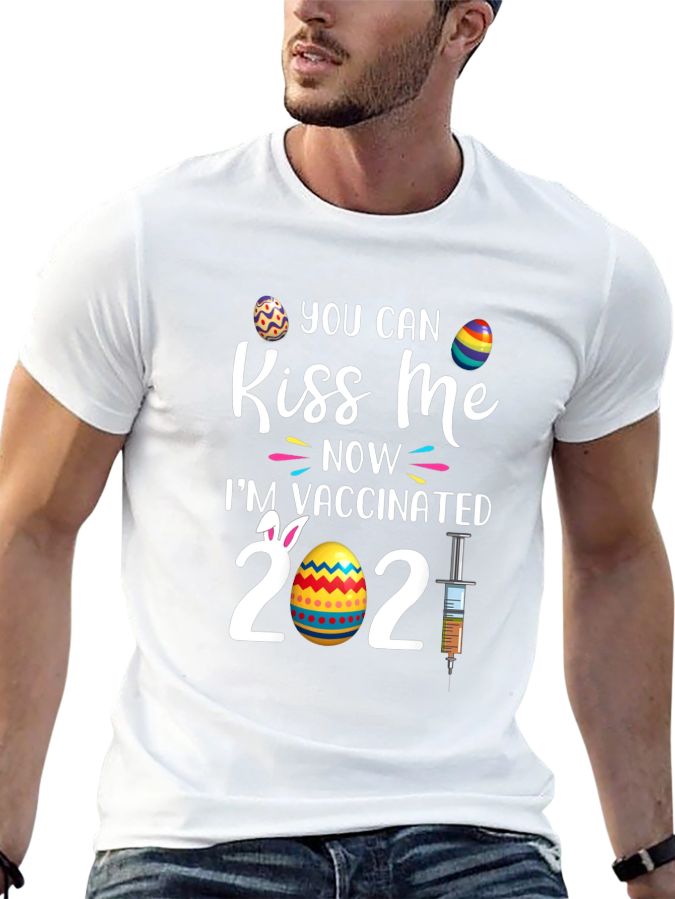 Kiss Me Im Vaccinated 2021 Easter T-Shirt