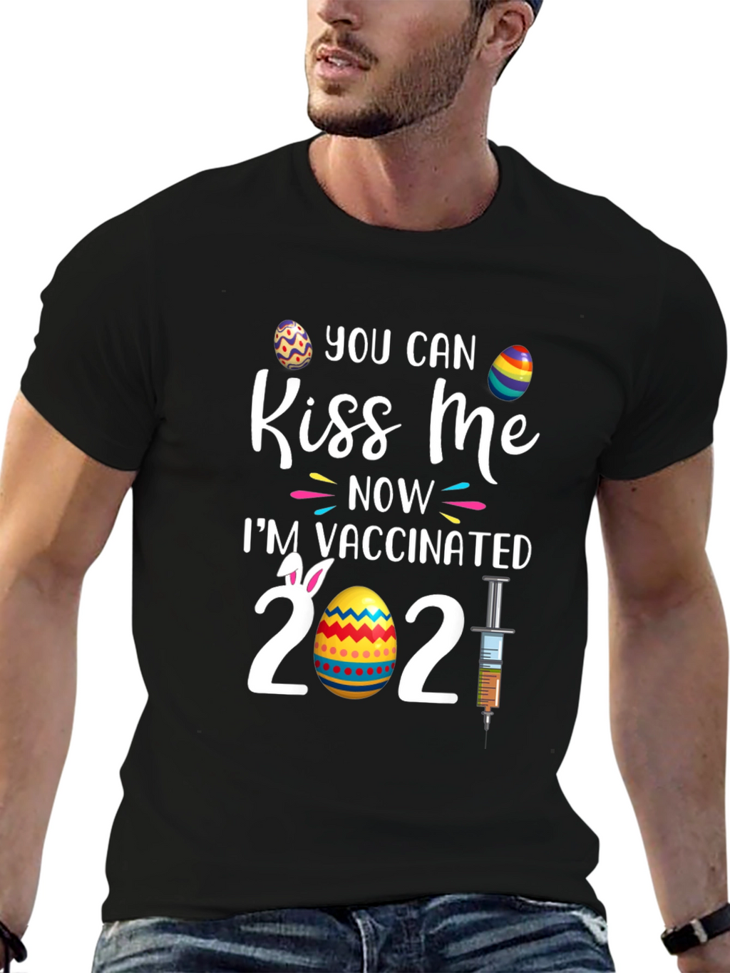 Kiss Me Im Vaccinated 2021 Easter T-Shirt