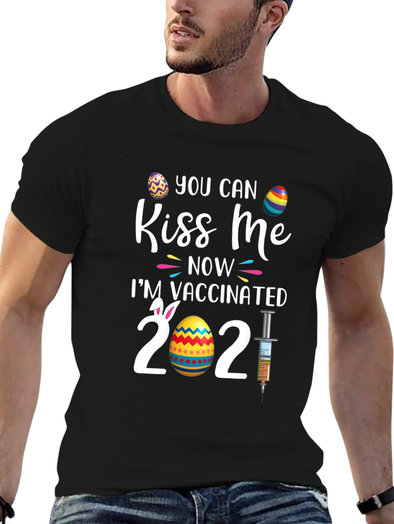 Kiss Me Im Vaccinated 2021 Easter T-Shirt
