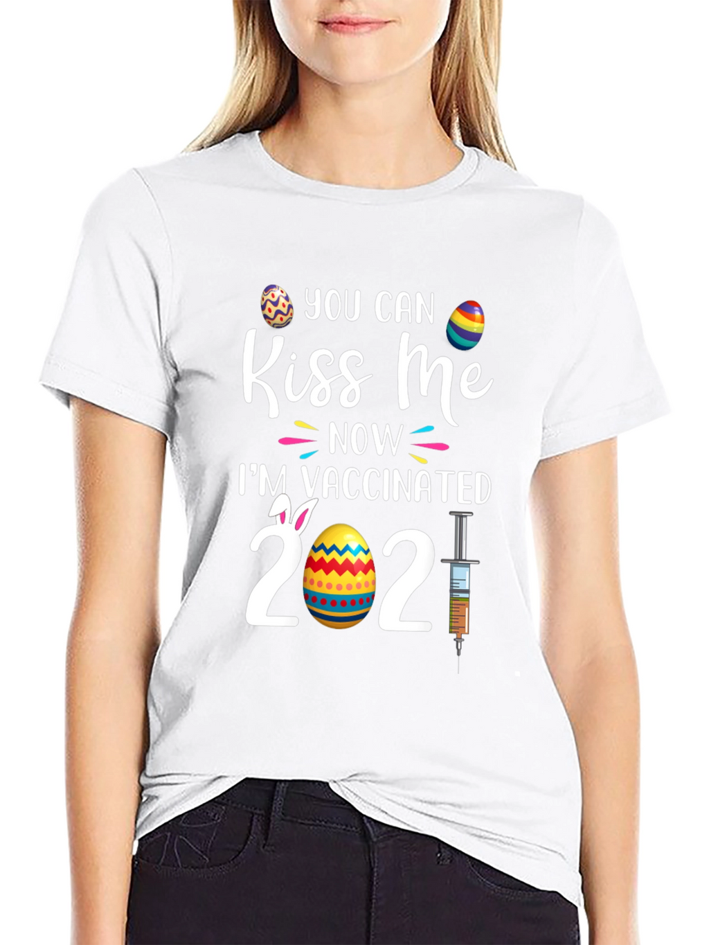 Kiss Me Im Vaccinated 2021 Easter T-Shirt