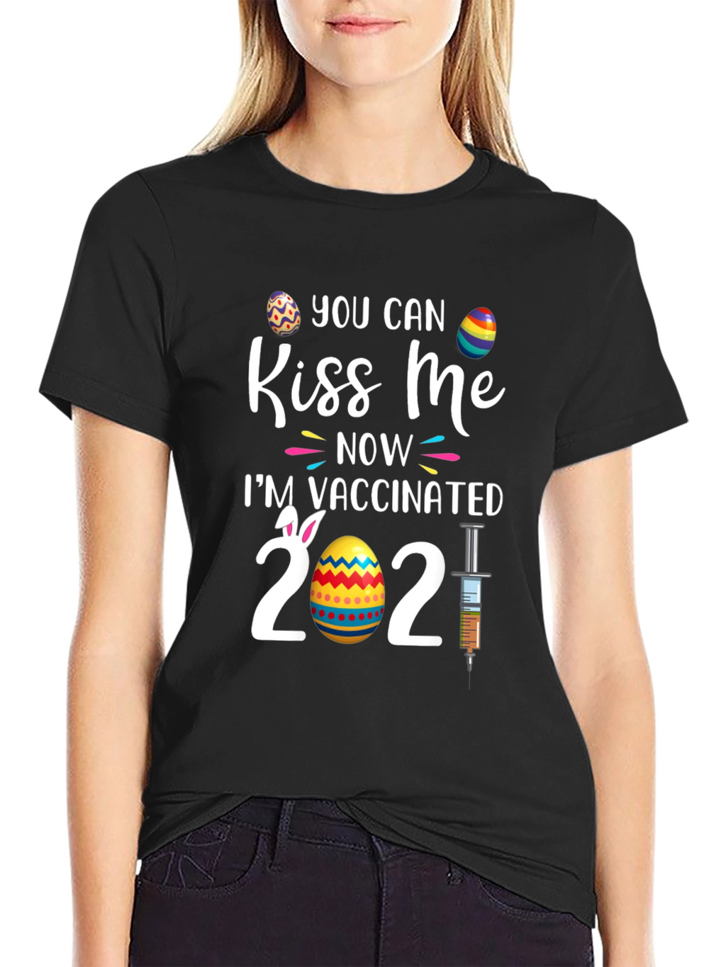 Kiss Me Im Vaccinated 2021 Easter T-Shirt