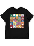 Bulldog Pop Art Graphic Tee - Mens Black T-Shirt