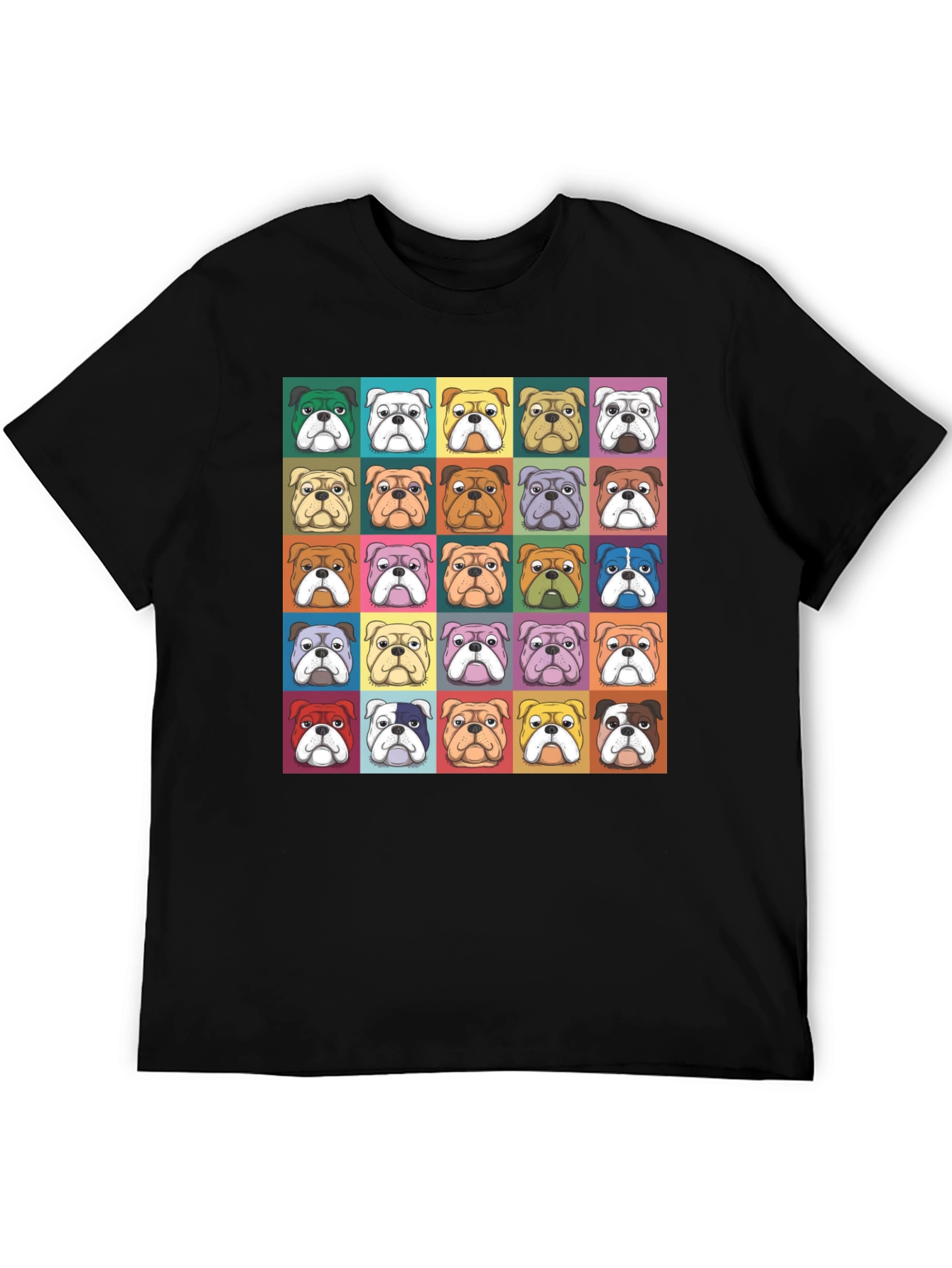 Bulldog Pop Art Graphic Tee - Mens Black T-Shirt