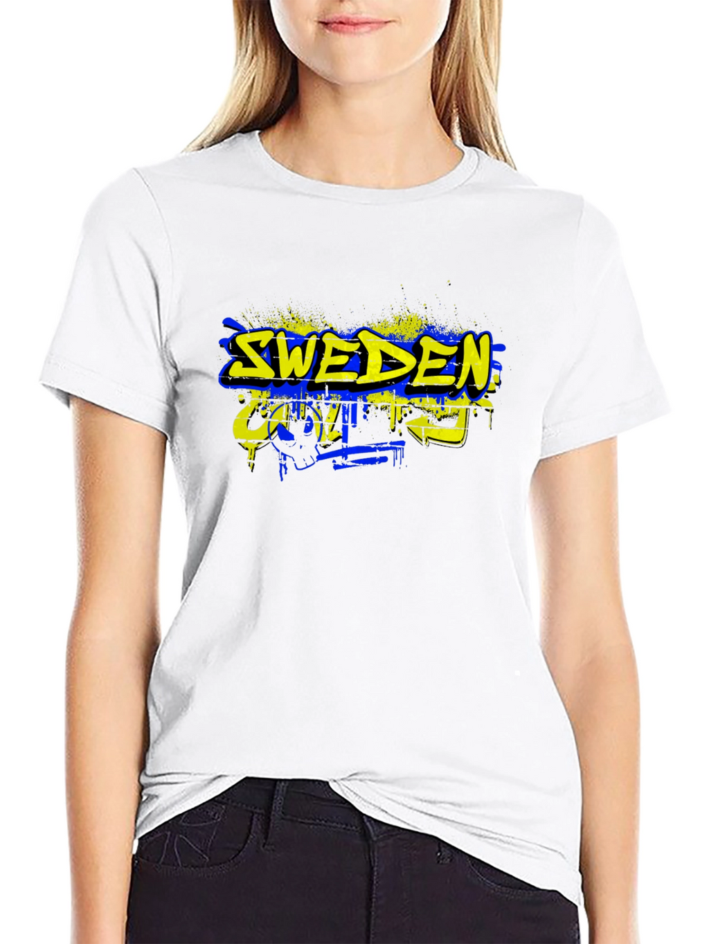 Sweden Graphic Tee - Black Cotton Blend