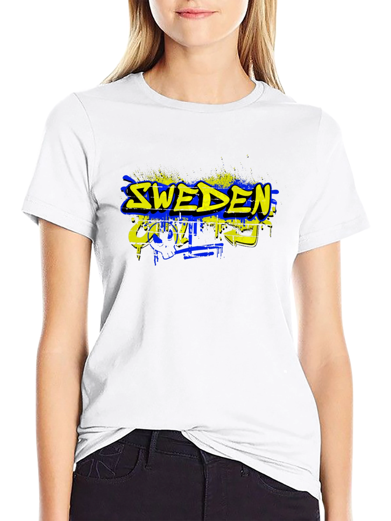 Sweden Graphic Tee - Black Cotton Blend