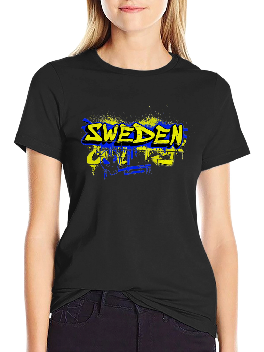 Sweden Graphic Tee - Black Cotton Blend