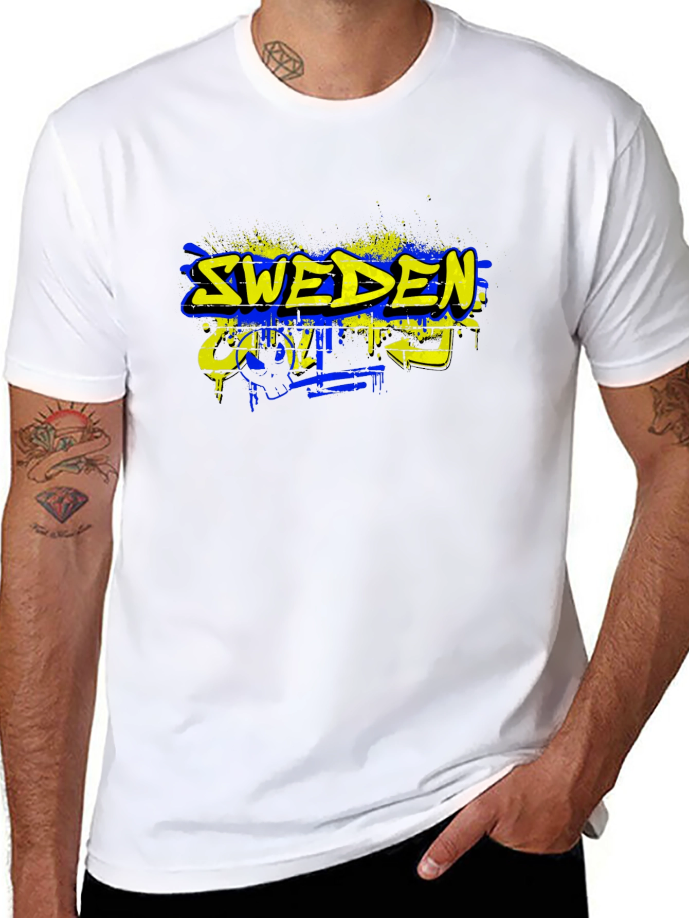 Sweden Graphic Tee - Black Cotton Blend