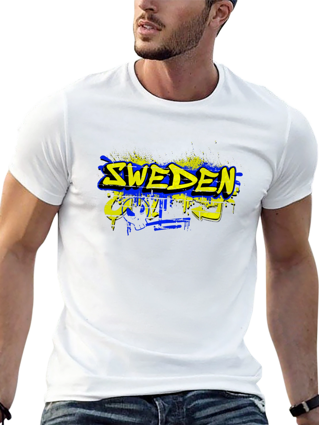 Sweden Graphic Tee - Black Cotton Blend