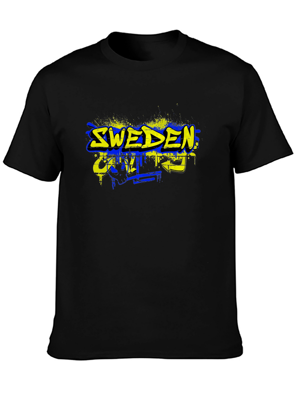 Sweden Graphic Tee - Black Cotton Blend