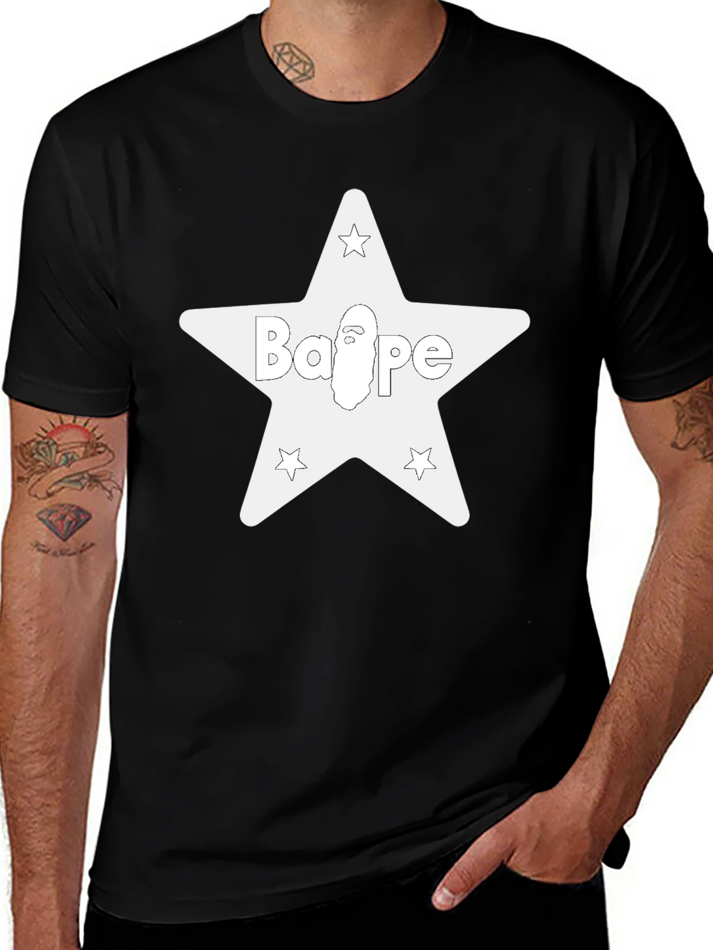 Star Logo Black Tee - Casual Graphic T-Shirt