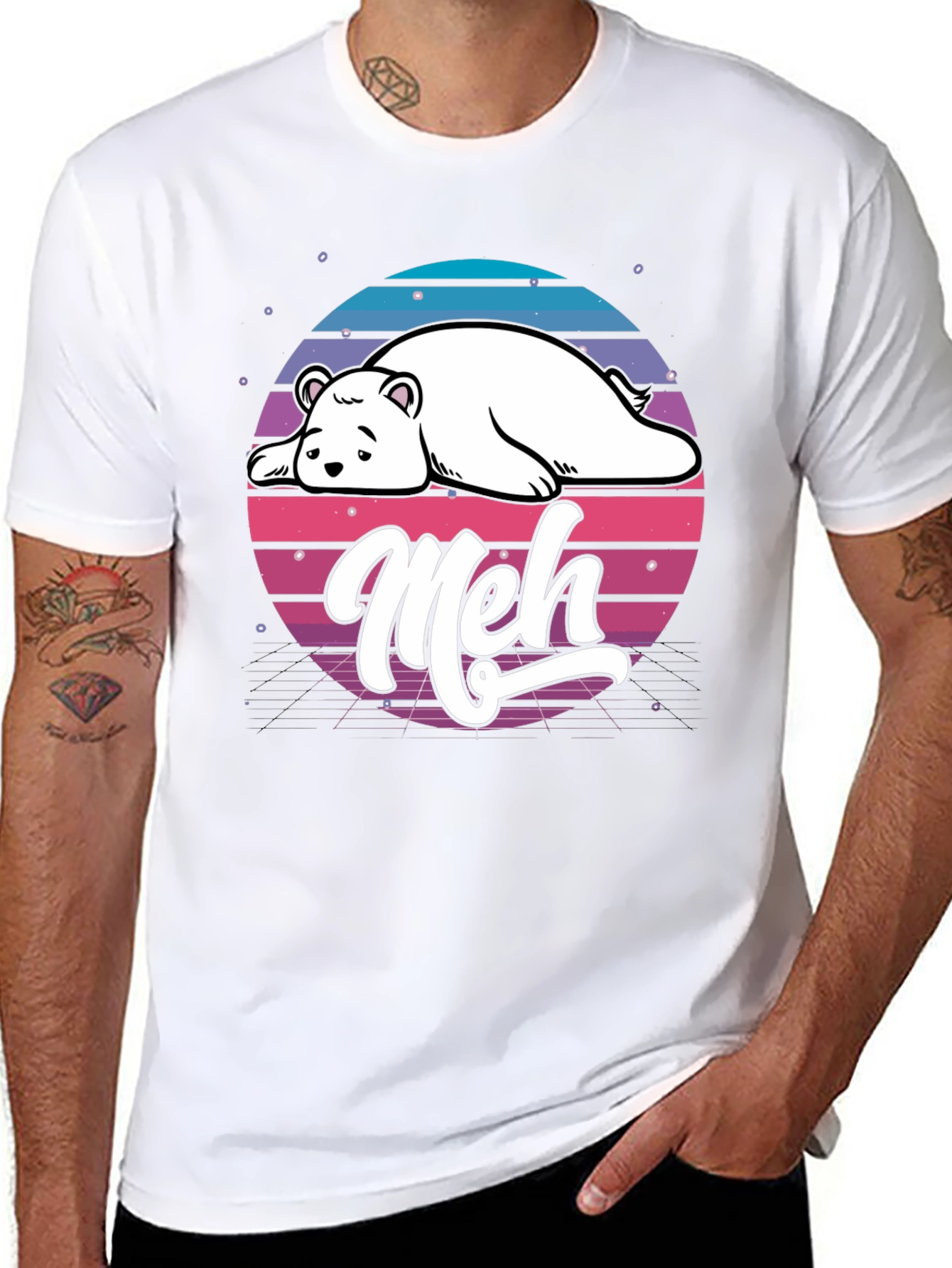 Meh Bear Retro T-Shirt - Lazy Days Aesthetic