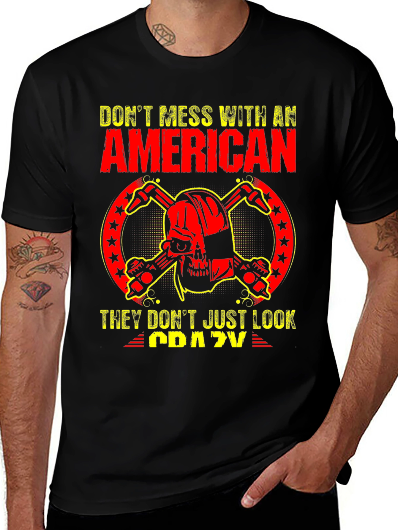 American Skull Graphic T-Shirt - Black