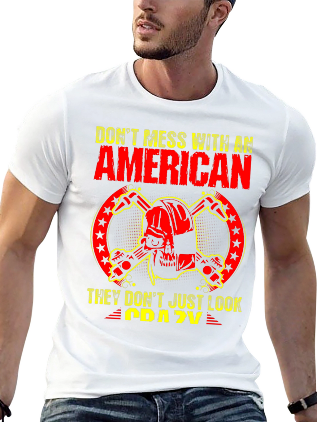 American Skull Graphic T-Shirt - Black