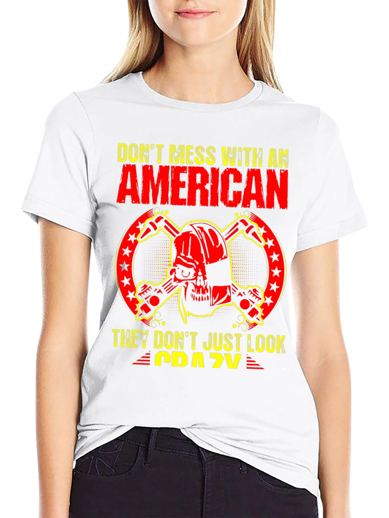 American Skull Graphic T-Shirt - Black