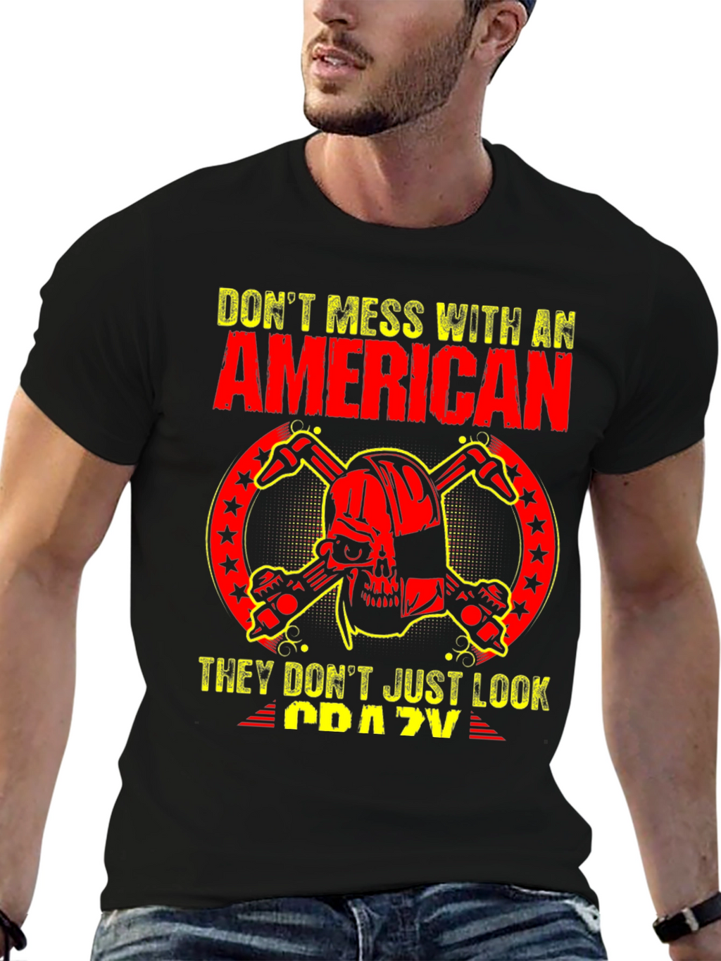 American Skull Graphic T-Shirt - Black