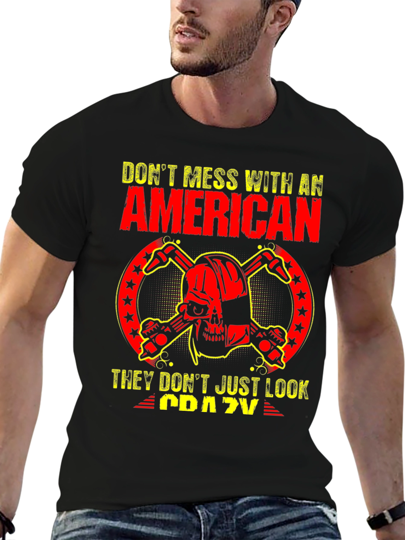 American Skull Graphic T-Shirt - Black