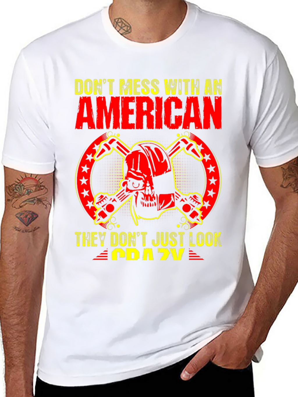 American Skull Graphic T-Shirt - Black