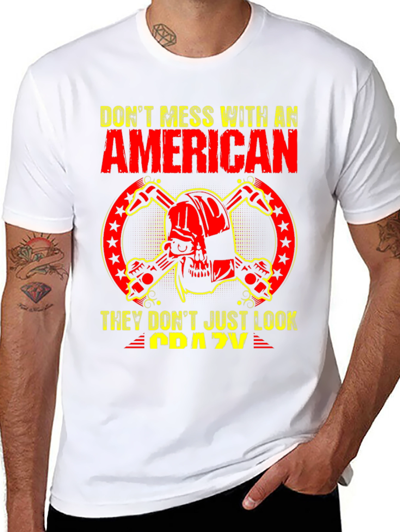 American Skull Graphic T-Shirt - Black