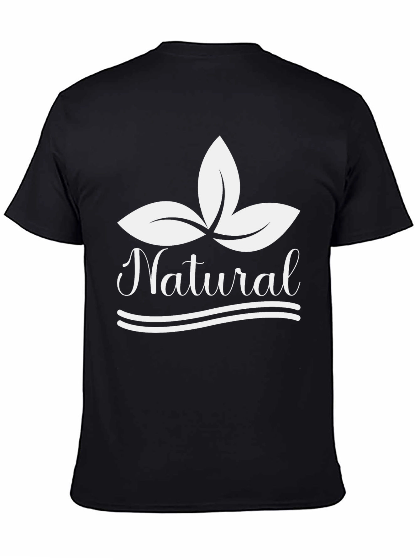 Natural Black T-Shirt with Leaf Graphic