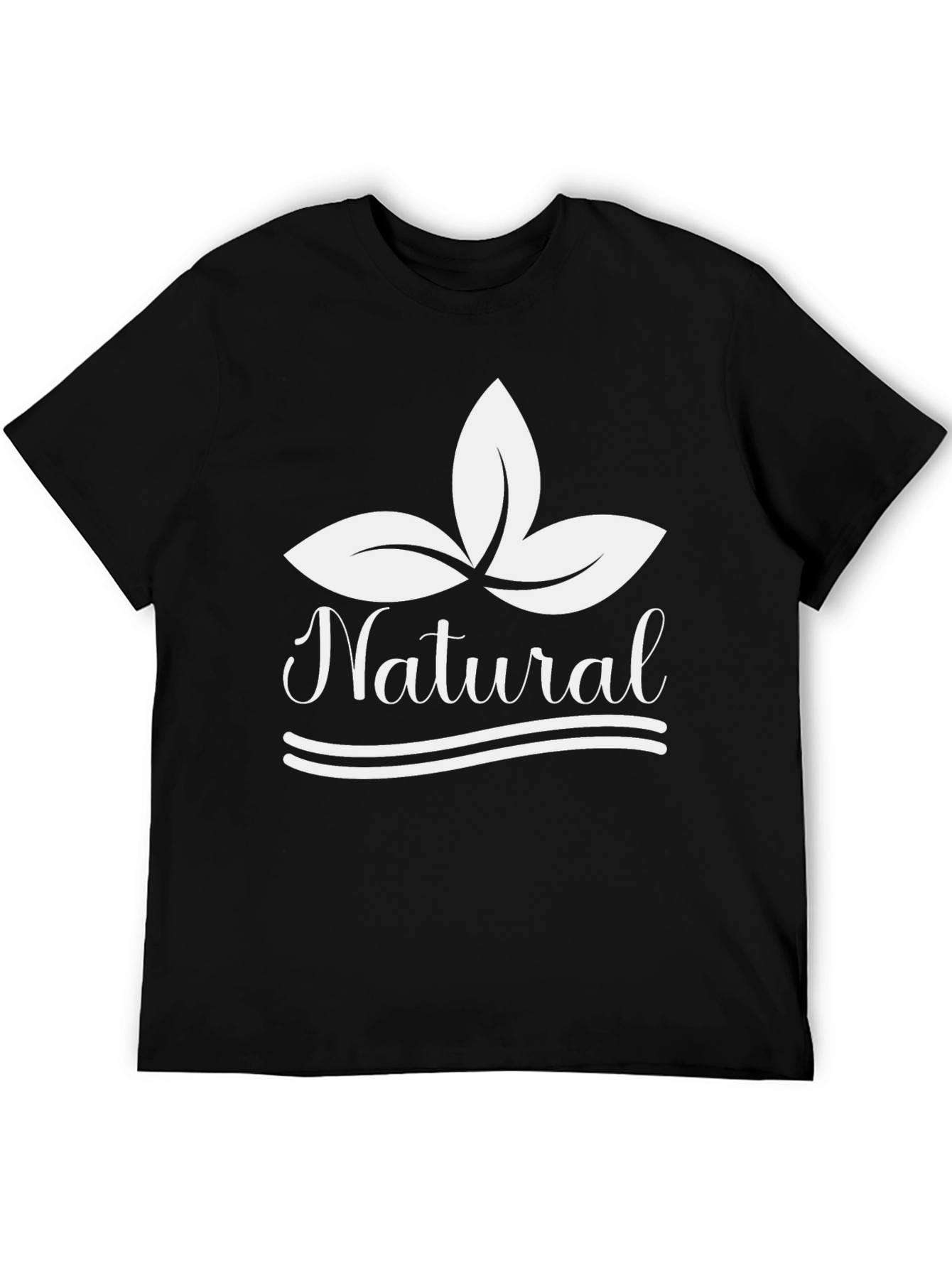 Natural Black T-Shirt with Leaf Graphic