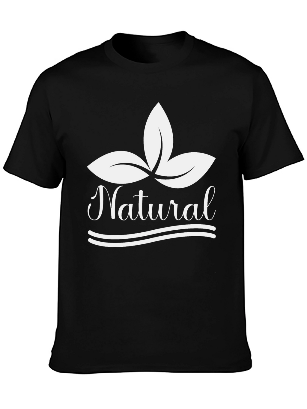 Natural Black T-Shirt with Leaf Graphic