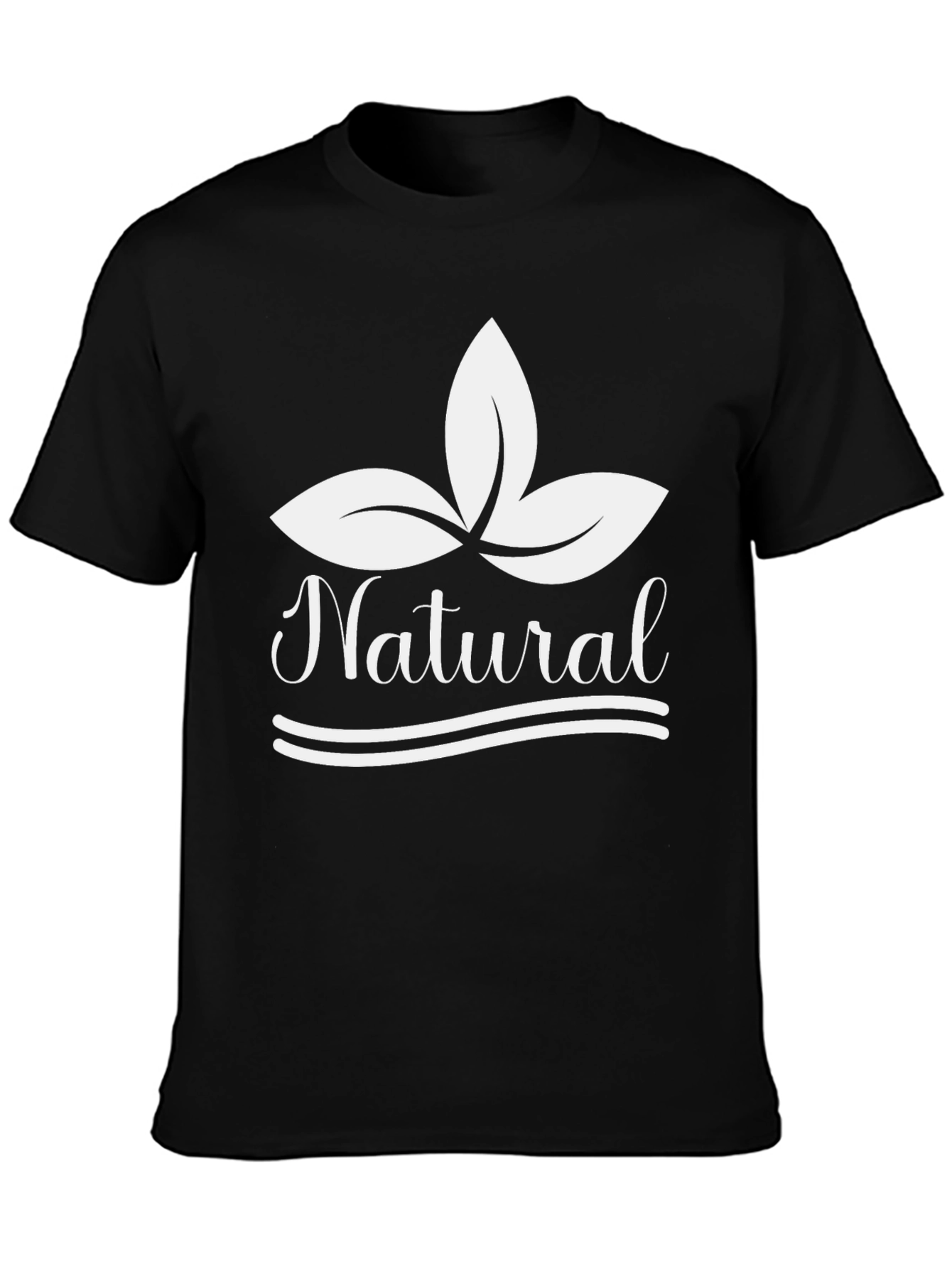 Natural Black T-Shirt with Leaf Graphic