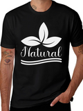 Natural Black T-Shirt with Leaf Graphic
