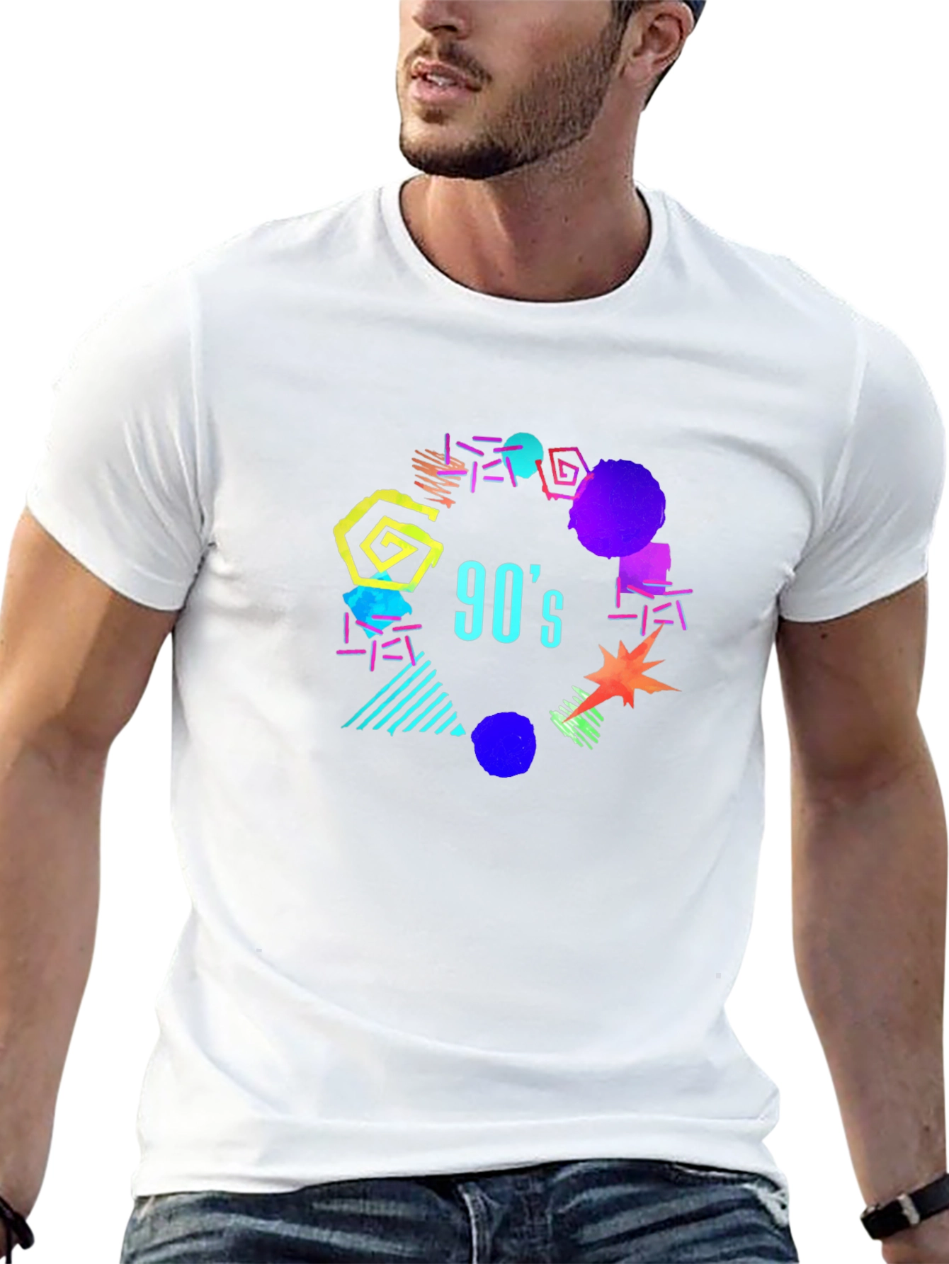 Vibrant 90s Style Graphic T-Shirt
