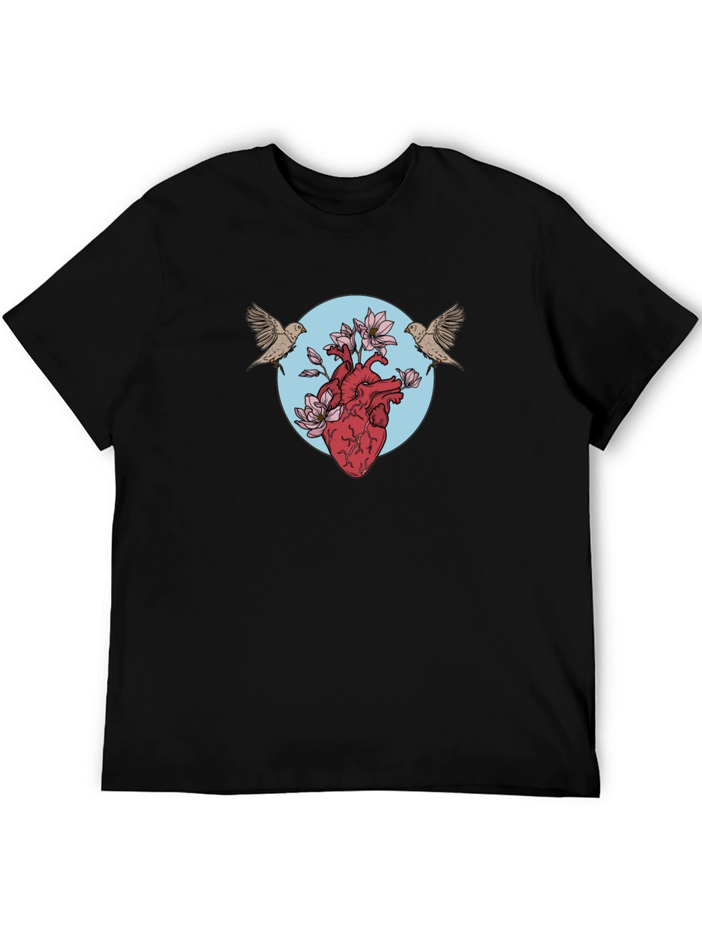 Heart & Birds Graphic Tee - Unique Design