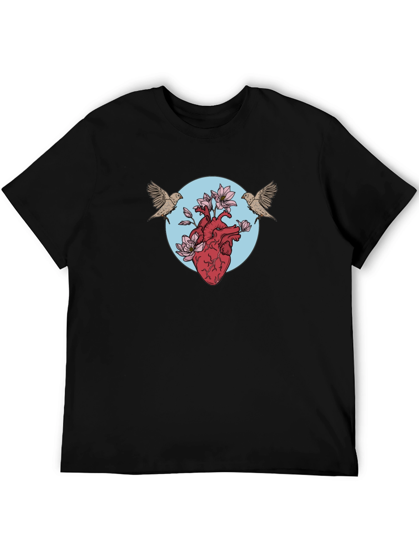 Heart & Birds Graphic Tee - Unique Design