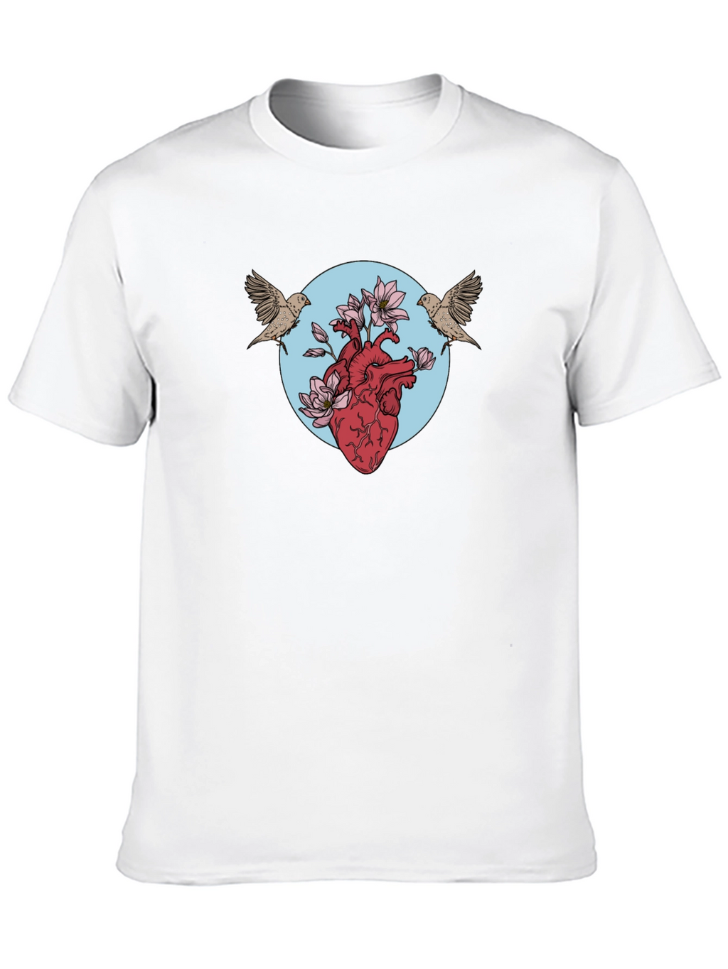 Heart & Birds Graphic Tee - Unique Design