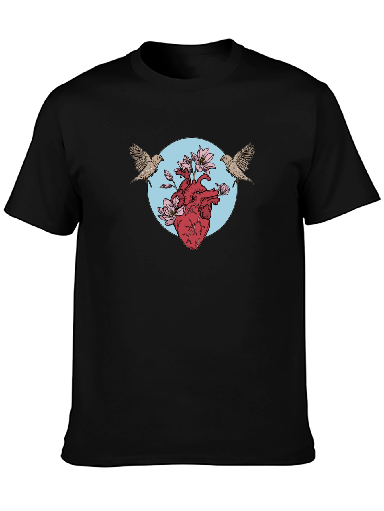 Heart & Birds Graphic Tee - Unique Design